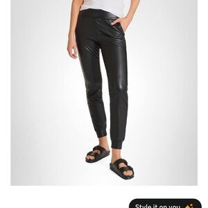 Commando Black Faux Leather Joggers